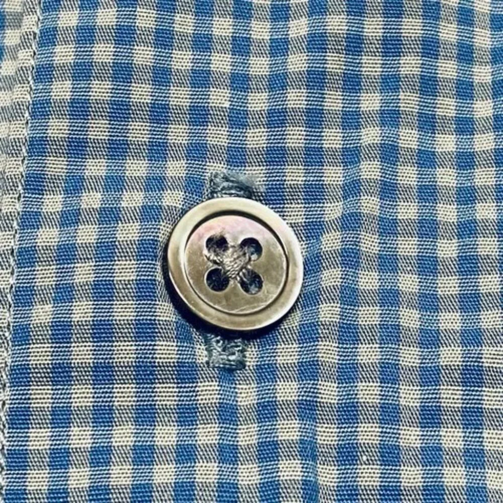 Banana Republic Dress Shirt‎ Men's XL Blue Mini Check Stretch Classic Poplin EUC